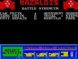 Tank Attack (ZX Spectrum) screenshot: Battle strength