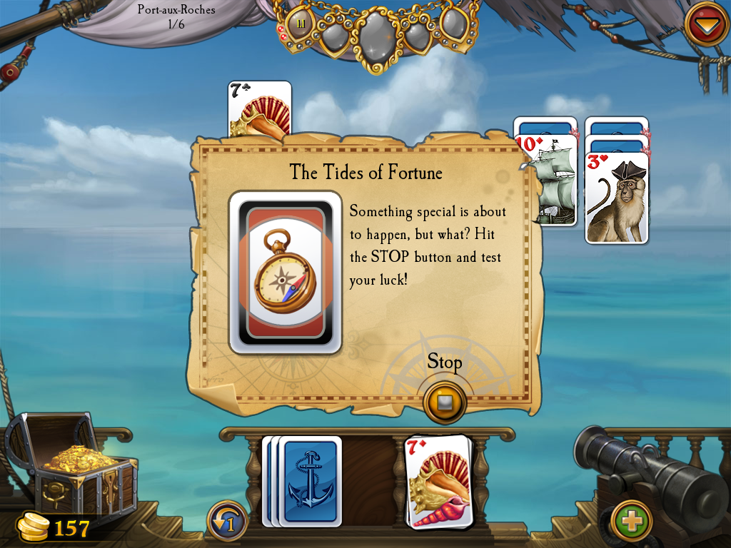 Seven Seas Solitaire (Windows) screenshot: Introducing Tides of Fortune cards