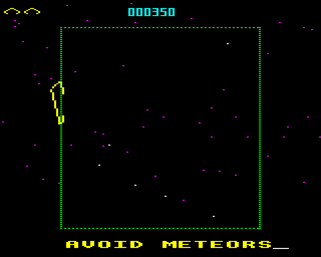 Sentinel (BBC Micro) screenshot: Incoming Meteors