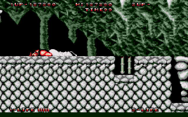 Bad Dudes (Amiga) screenshot: Hey you, get up! you have a mission to complete
