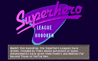 Superhero League of Hoboken (DOS) screenshot: Title Screen