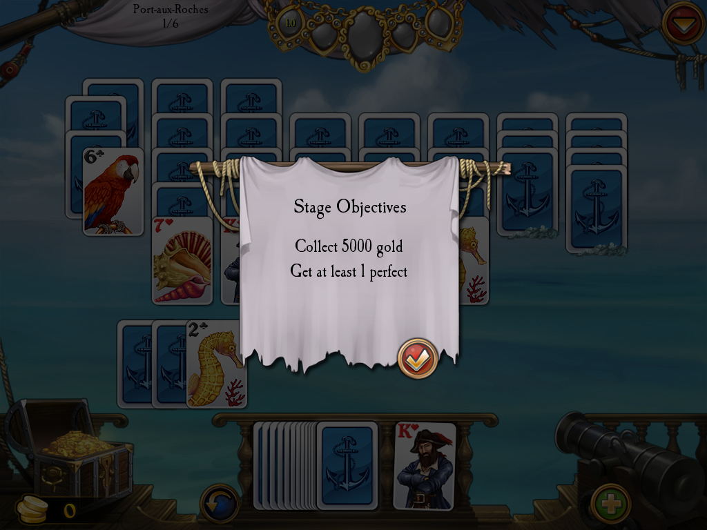 Seven Seas Solitaire (Windows) screenshot: The next stage objectives
