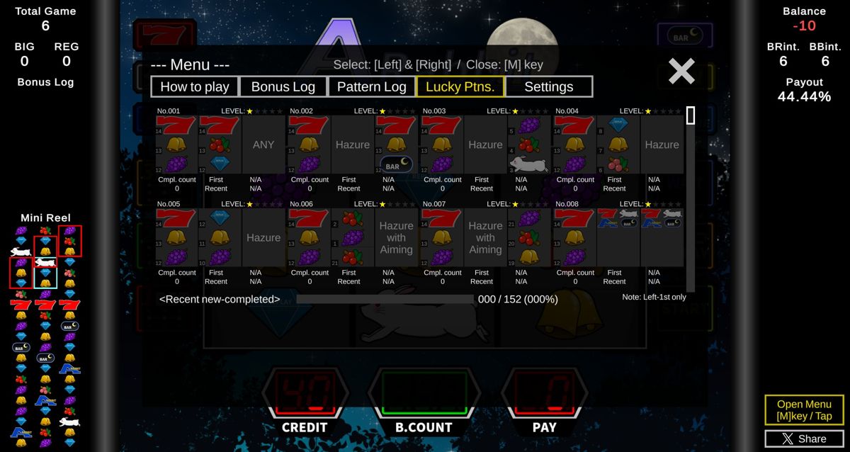 A-Rabbit (Windows) screenshot: This is the payout table