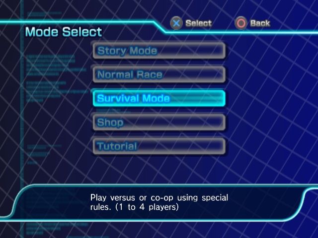 Sonic Riders: Zero Gravity (PlayStation 2) screenshot: Mode Select