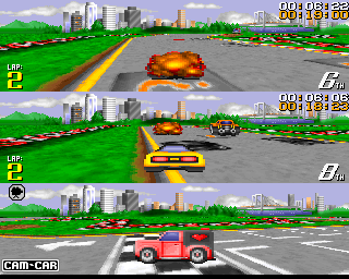 XTreme Racing (Amiga) screenshot: Boom!