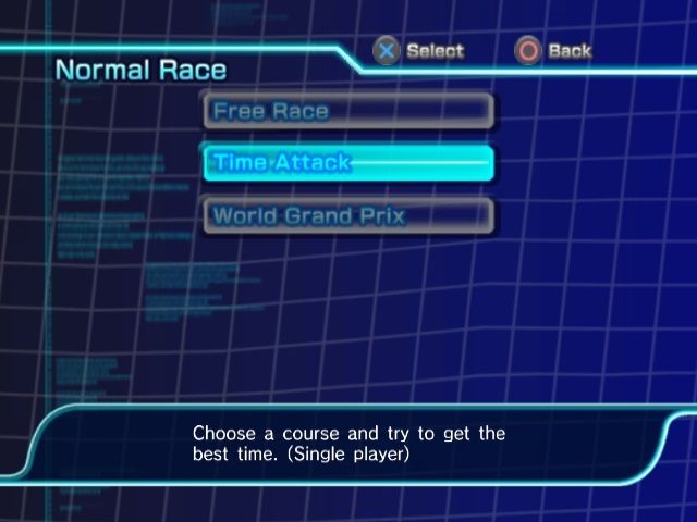 Sonic Riders: Zero Gravity (PlayStation 2) screenshot: Mode Select - Normal Race.