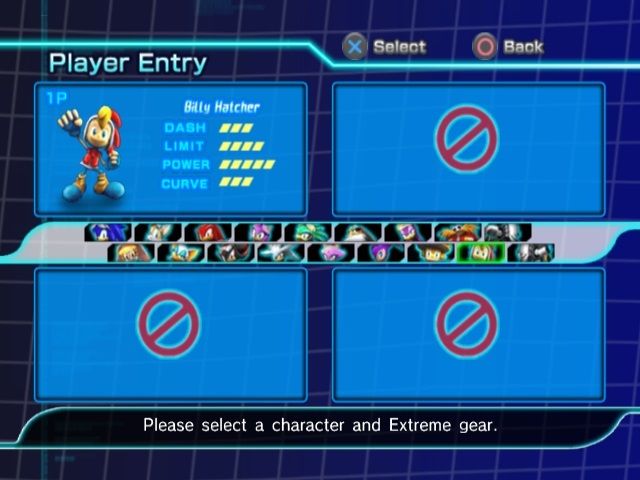 Sonic Riders: Zero Gravity (PlayStation 2) screenshot: Selecting Character.
