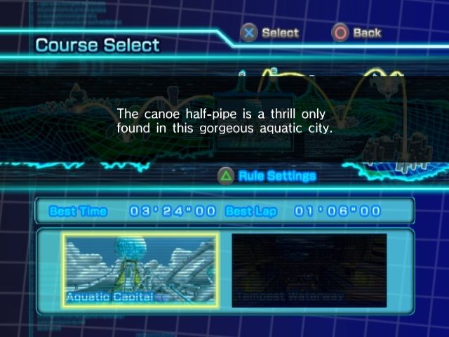 Sonic Riders: Zero Gravity (PlayStation 2) screenshot: Course Select.