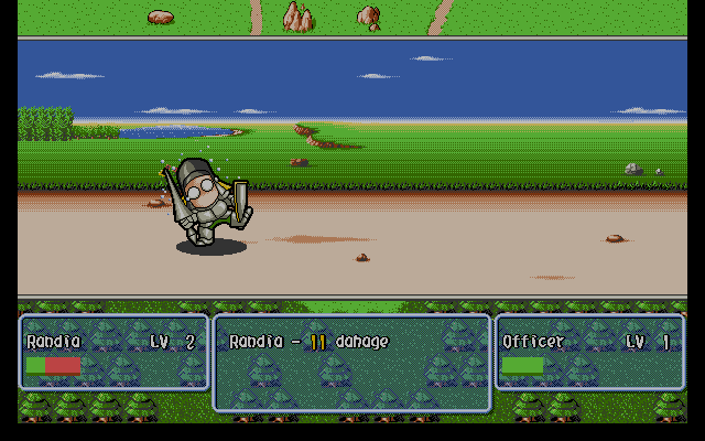 Farland Story (PC-98) screenshot: Ouch, that hurts!