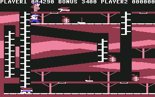 Bagitman (Commodore 64) screenshot: Carrying a money bag