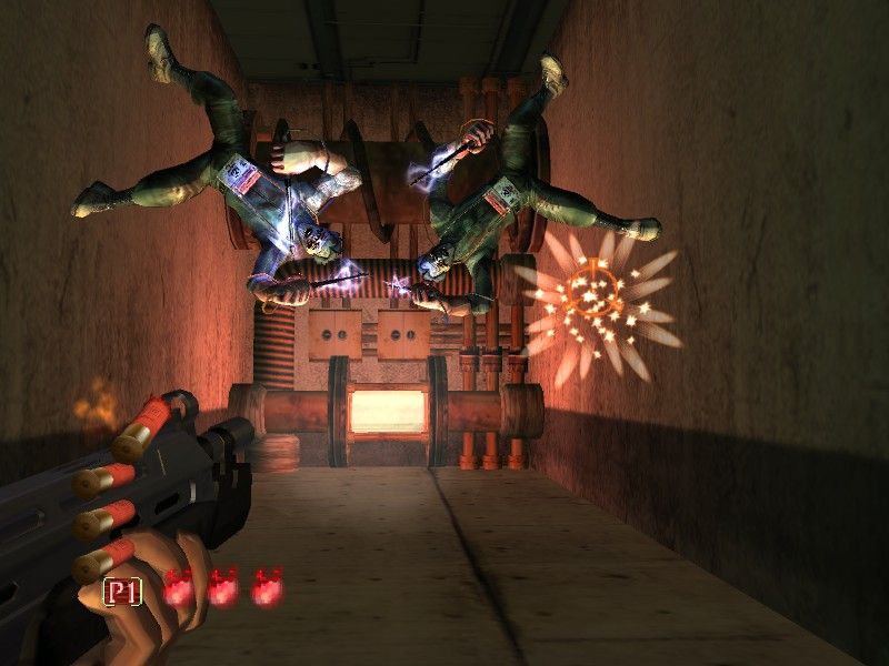 The House of the Dead III (Windows) screenshot: What are they? Acrobats or electricians?