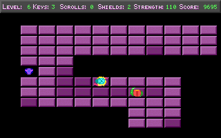 Freakin' Funky Fuzzballs (DOS) screenshot: Rushing towards for one more shield