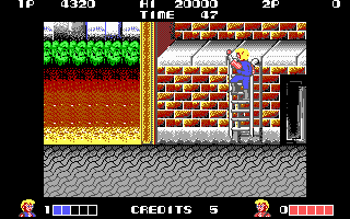 Double Dragon (DOS) screenshot: Getting above the action