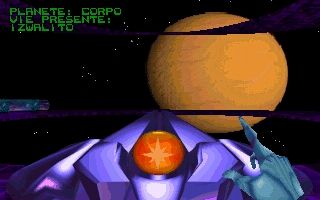 Commander Blood (DOS) screenshot: Orbiting around a planet