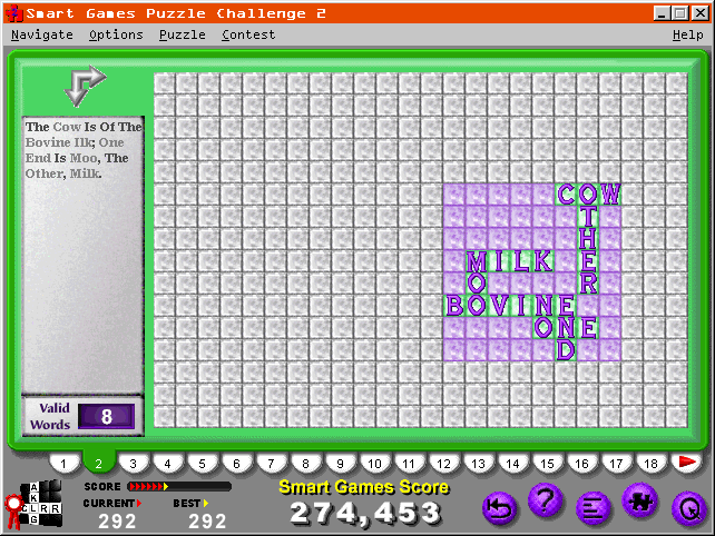 Smart Games Puzzle Challenge 2 (Windows 3.x) screenshot: Down & Across