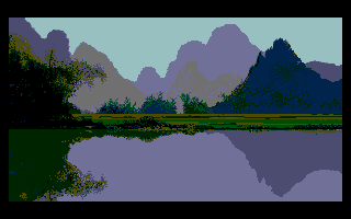 Lost Patrol (DOS) screenshot: Walking along the river. (VGA)