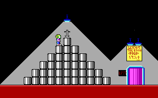 Commander Keen 1: Marooned on Mars (DOS) screenshot: Wow! The Pogo Stick!