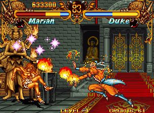 Double Dragon (Neo Geo) screenshot: Duke, the last but one opponent, has devastating moves.