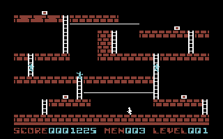 Lode Runner (Commodore 64) screenshot: Starting the first level