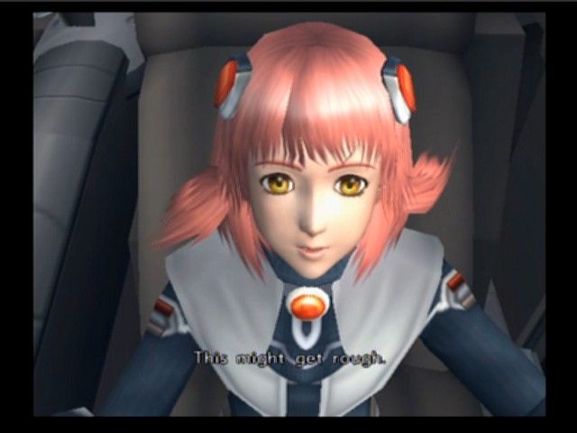 Xenosaga: Episode II - Jenseits von Gut und Böse (PlayStation 2) screenshot: MOMO may look sweet, but when the action takes place, she's the right girl to handle it