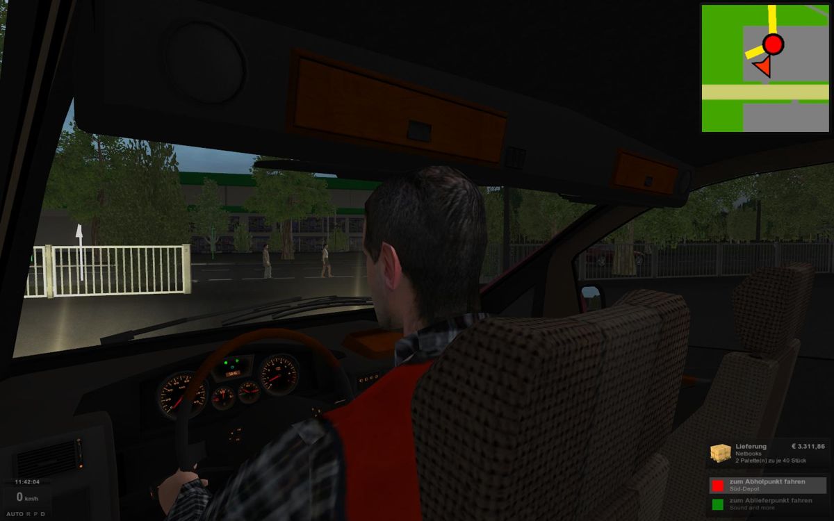 Delivery Truck Simulator (Windows) screenshot: Cockpit view