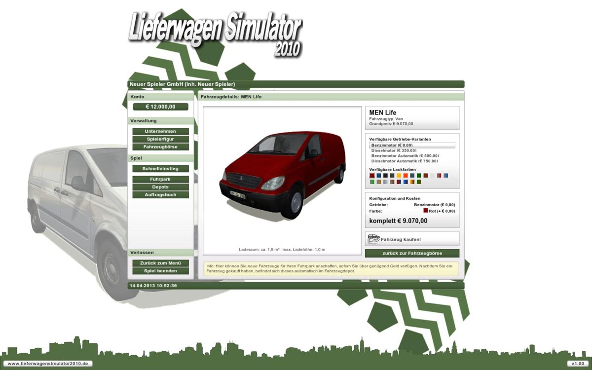 Delivery Truck Simulator (Windows) screenshot: Buy new trucks.