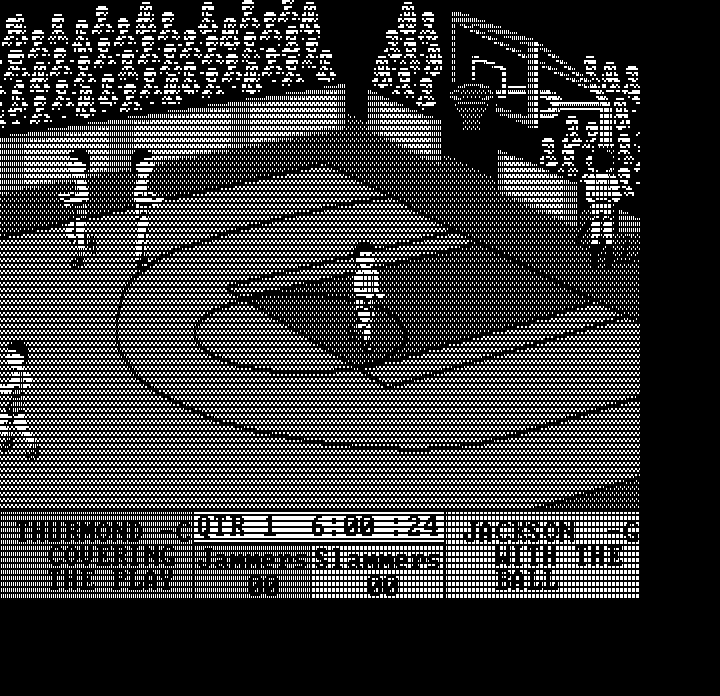 Fast Break (DOS) screenshot: Starting the game (Hercules Monochrome)