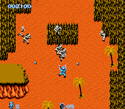 Commando (NES) screenshot: Killed by soldiers hiding in the bush