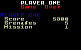 Commando (Intellivision) screenshot: Game over