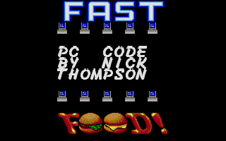 Fast Food (DOS) screenshot: Title screen and game credits (VGA)