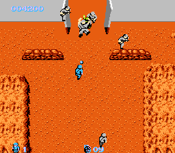Commando (NES) screenshot: Gate is always at the end of a level