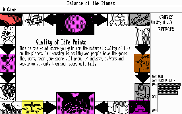 Balance of the Planet (DOS) screenshot: ...for which you are awarded points.