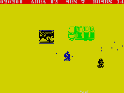 Commando (ZX Spectrum) screenshot: Watch out for these two trucks