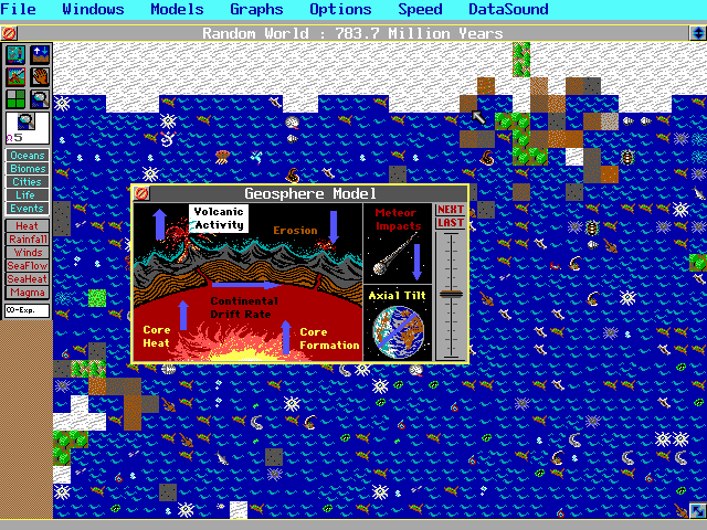SimEarth: The Living Planet (DOS) screenshot: Informations