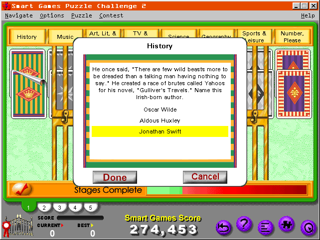 Smart Games Puzzle Challenge 2 (Windows 3.x) screenshot: Gates of Trivia