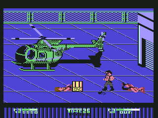 Double Dragon II: The Revenge (Commodore 64) screenshot: Squashed by a crate