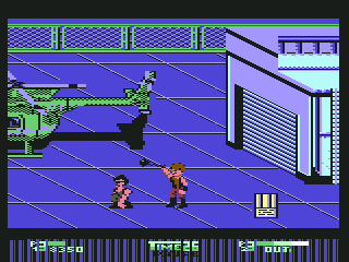 Double Dragon II: The Revenge (Commodore 64) screenshot: Using a ball and chain against your enemy