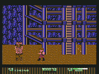 Double Dragon II: The Revenge (Commodore 64) screenshot: "That's right, you bastard. Pixel out and don't ever come back"