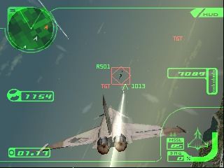Ace Combat 3: Electrosphere (PlayStation) screenshot: Enemy locked and firing missiles at the enemy