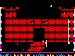 Lode Runner (ZX Spectrum) screenshot: Use short or long ropes as transfer