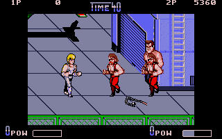 Double Dragon II: The Revenge (DOS) screenshot: Watch out for ear slaps from that big guy