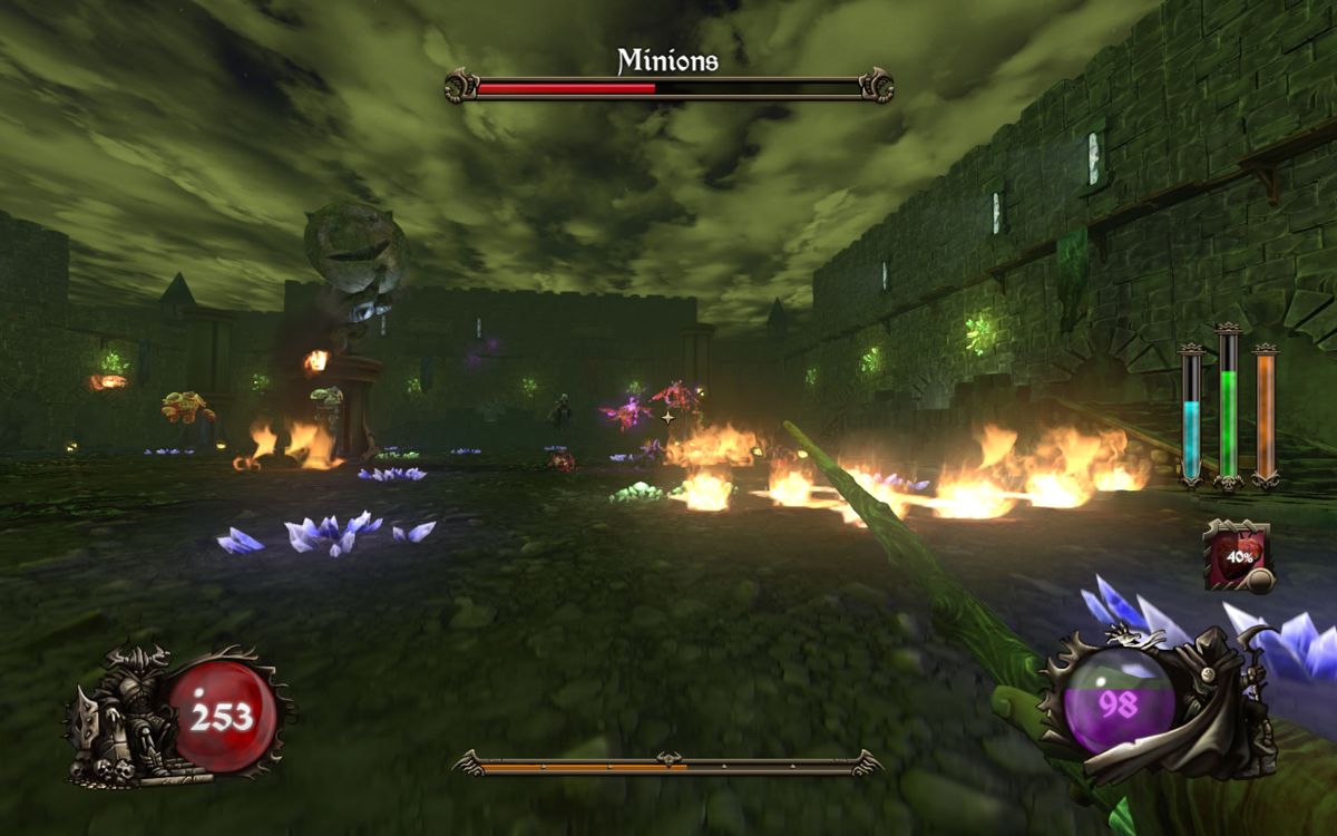 Ziggurat (Windows) screenshot: A fight against several types of enemies in one of the larger rooms