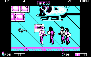 Double Dragon II: The Revenge (DOS) screenshot: CGA Grab a weapon, bro!