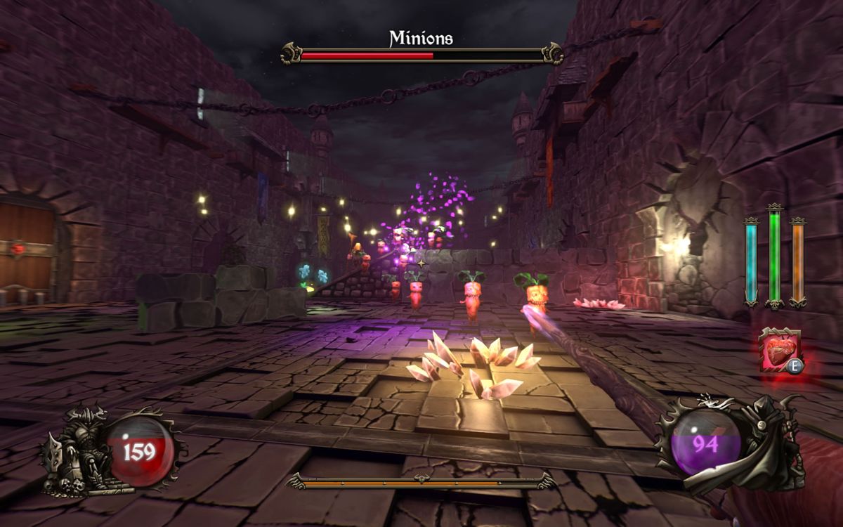 Ziggurat (Windows) screenshot: Carrots are feeble enemies, but rush in with large numbers.