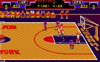 Double Dribble (Amiga) screenshot: Attempting to take shot...