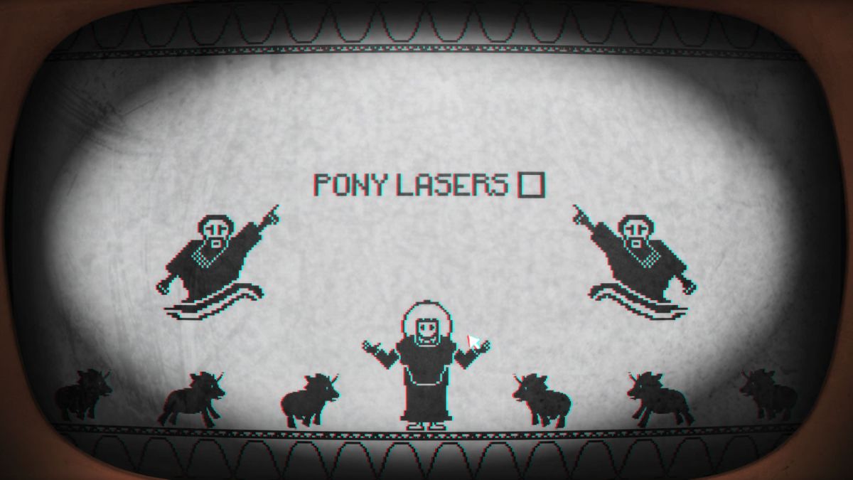 Pony Island (Windows) screenshot: There is an option to unlock pony lasers, but it will require a lot of work.