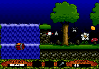 The Fantastic Adventures of Dizzy (Genesis) screenshot: Waterfall