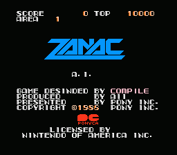 Zanac (NES) screenshot: Title screen