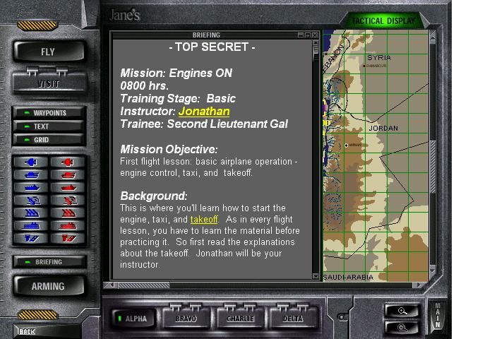 Jane's Combat Simulations: IAF - Israeli Air Force (Windows) screenshot: Briefing menu