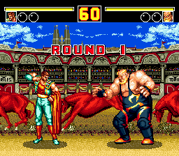 Fatal Fury 2 (Genesis) screenshot: Spanish battle! Matadores atacan! Si senor, eso se llama Espana!